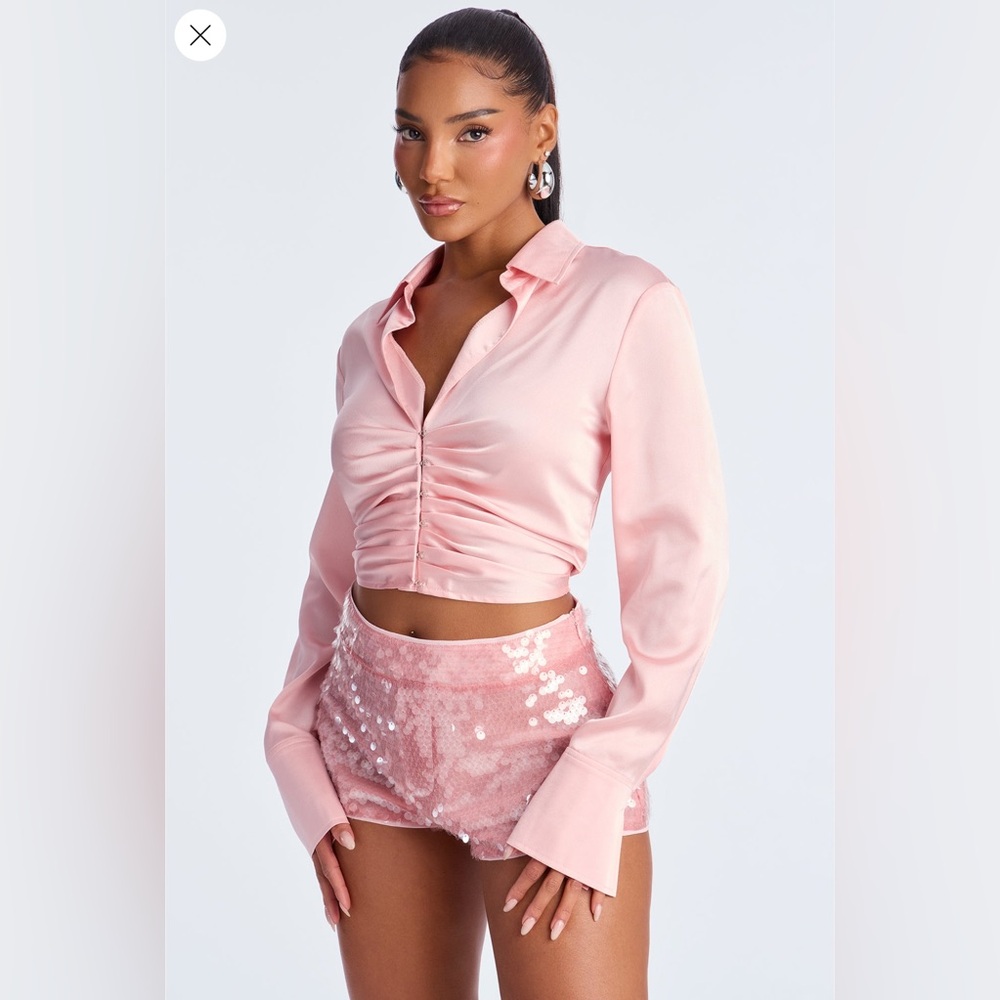 Fashion Nova Pink Satin Blouse new